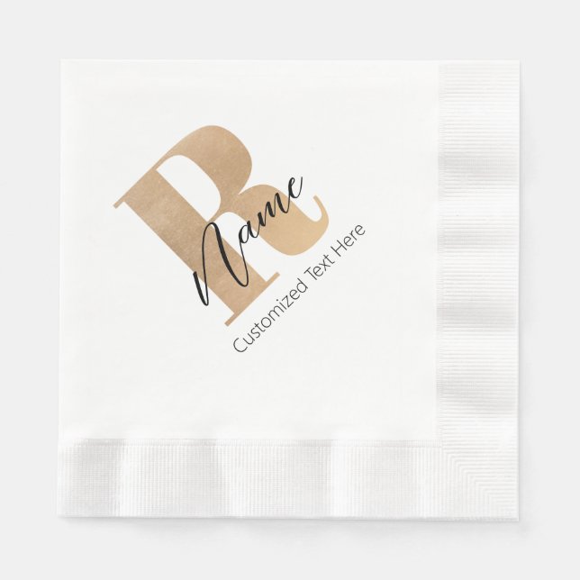 Modern Monogrammed Initial R & Name Personalized Napkins (Front)