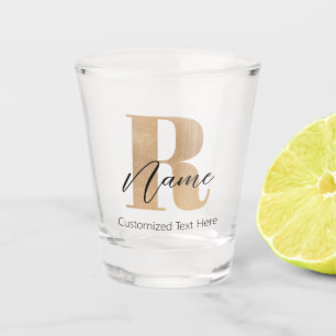 Modern Monogrammed Initial R & Name Personalized Shot Glass