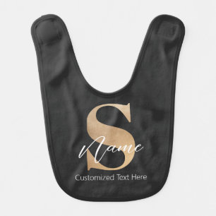 Modern Monogrammed Initial S & Name Personalized Baby Bib
