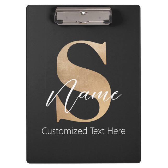 Modern Monogrammed Initial S & Name Personalized Clipboard (Front)
