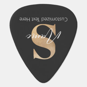 Modern Monogrammed Initial S & Name Personalized Guitar Pick