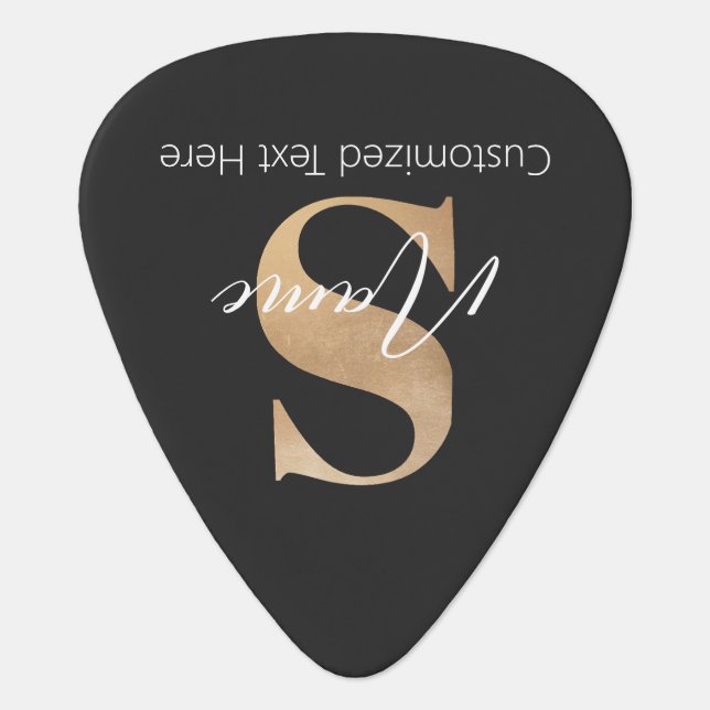 Modern Monogrammed Initial S & Name Personalized Guitar Pick (Front)
