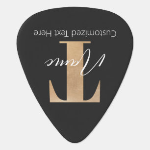 Modern Monogrammed Initial T & Name Personalized Guitar Pick