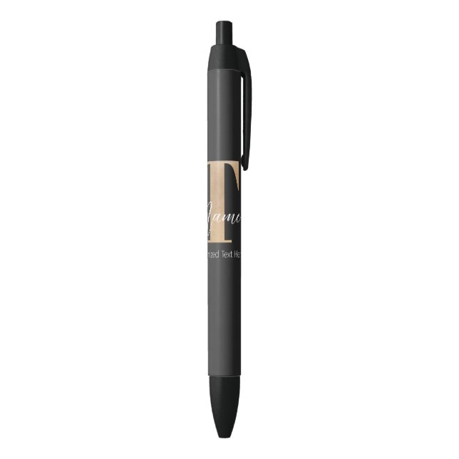 Modern Monogrammed Initial T & Name Personalized Pen (Bottom (Vertical))