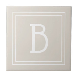 Modern Monogrammed Initial Template Tan Brown Ceramic Tile