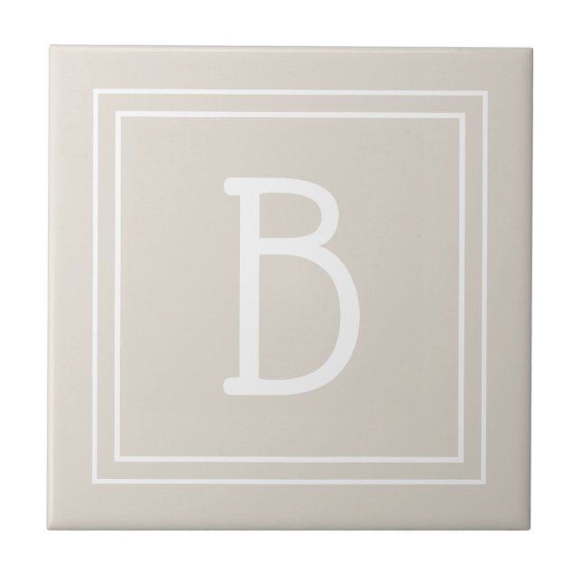 Modern Monogrammed Initial Template Tan Brown  Ceramic Tile (Front)
