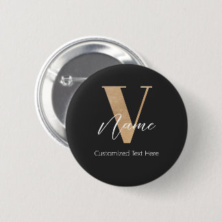 Modern Monogrammed Initial V & Name Personalized Button
