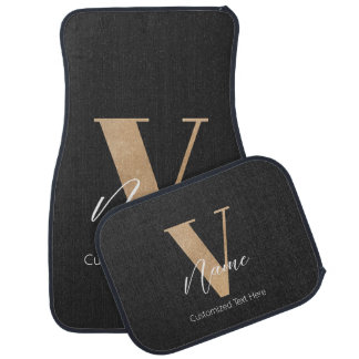 Modern Monogrammed Initial V & Name Personalized Car Floor Mat