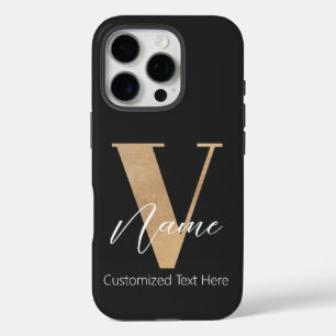Modern Monogrammed Initial V & Name Personalized iPhone 16 Pro Case