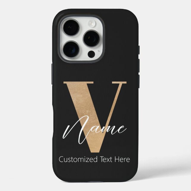 Modern Monogrammed Initial V & Name Personalized Case-Mate iPhone Case (Back)