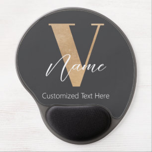 Modern Monogrammed Initial V & Name Personalized Gel Mouse Pad