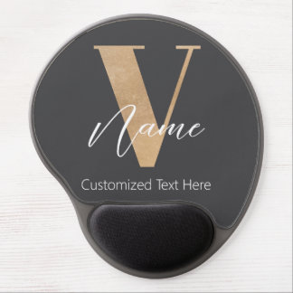 Modern Monogrammed Initial V & Name Personalized Gel Mouse Pad
