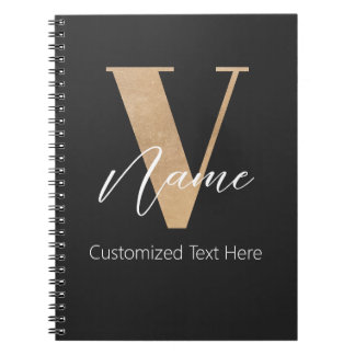 Modern Monogrammed Initial V & Name Personalized Notebook