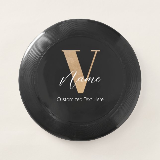 Modern Monogrammed Initial V & Name Personalized Wham-O Frisbee (Front)