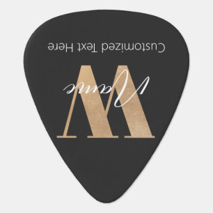 Modern Monogrammed Initial W & Name Personalized Guitar Pick
