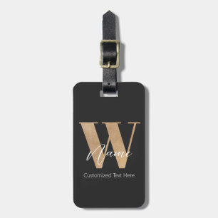Modern Monogrammed Initial W & Name Personalized Luggage Tag