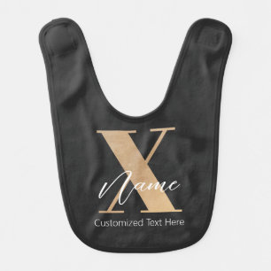 Modern Monogrammed Initial X & Name Personalized Baby Bib