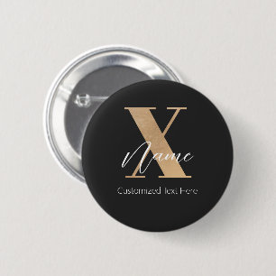 Modern Monogrammed Initial X & Name Personalized Button