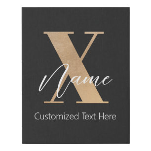 Modern Monogrammed Initial X & Name Personalized Faux Canvas Print