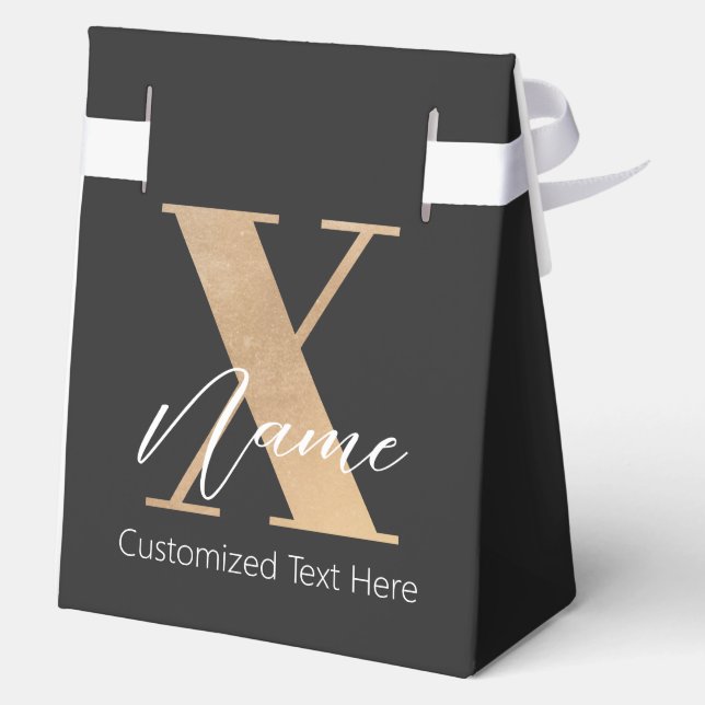Modern Monogrammed Initial X & Name Personalized Favor Boxes (Back)
