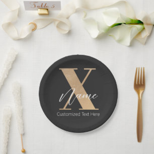 Modern Monogrammed Initial X & Name Personalized Paper Plates
