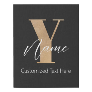 Modern Monogrammed Initial Y & Name Personalized Faux Canvas Print