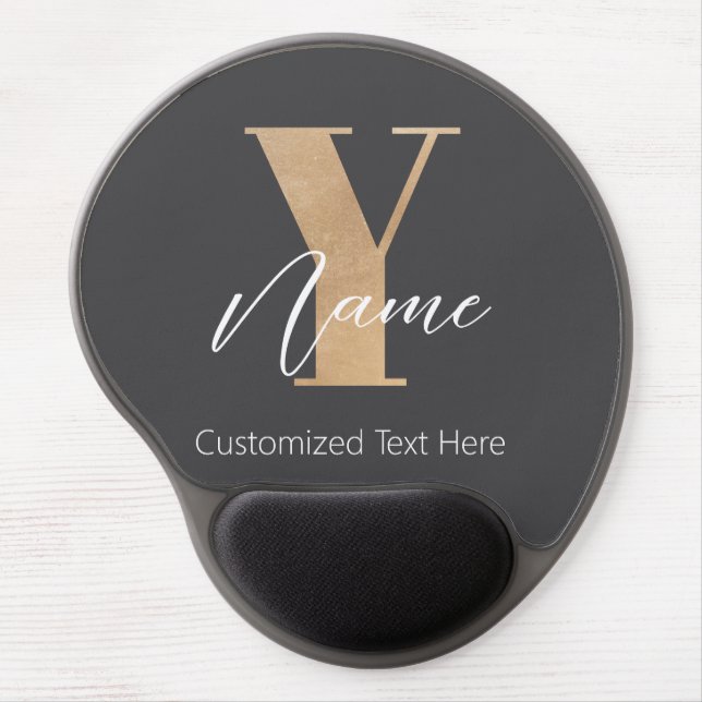 Modern Monogrammed Initial Y & Name Personalized Gel Mouse Pad (Front)