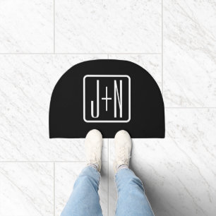 Modern Monogrammed Initials   Black & White Doormat