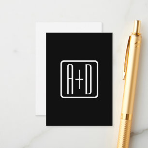Modern Monogrammed Initials   Black & White Enclosure Card