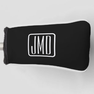 Modern Monogrammed Initials   Black & White Golf Head Cover