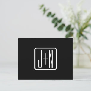 Modern Monogrammed Initials Black & White Postcard