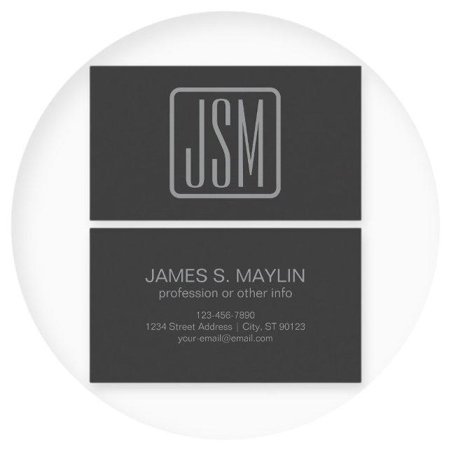 Modern Monogrammed Initials | Dark Gray Business Card (Creator Uploaded)