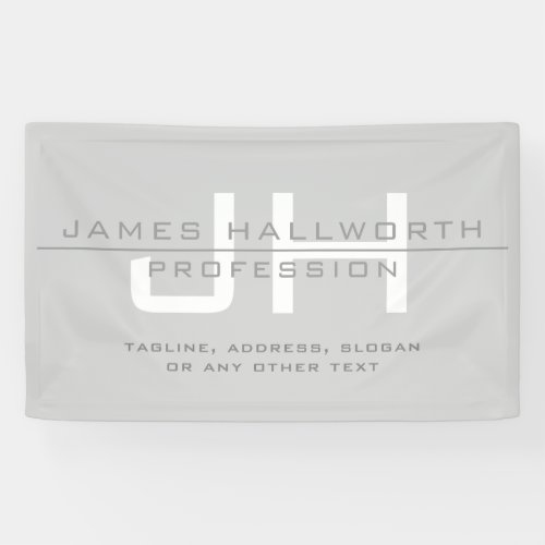 Modern Monogrammed Initials or other text Grey Banner