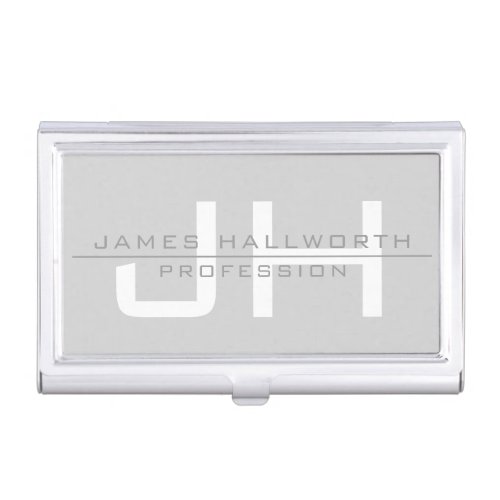 Modern Monogrammed Initials or other text Grey Business Card Case