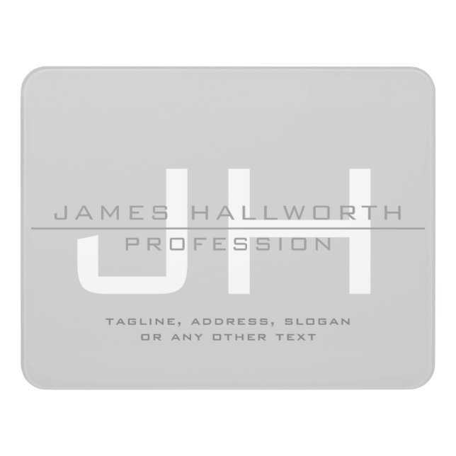 Modern Monogrammed Initials (or other text) Grey Door Sign (Contemporary Front)