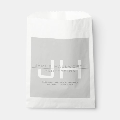 Modern Monogrammed Initials or other text Grey Favor Bag