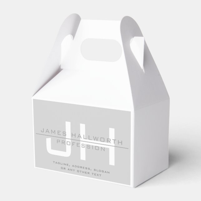 Modern Monogrammed Initials (or other text) Grey Favor Boxes (Front Side)