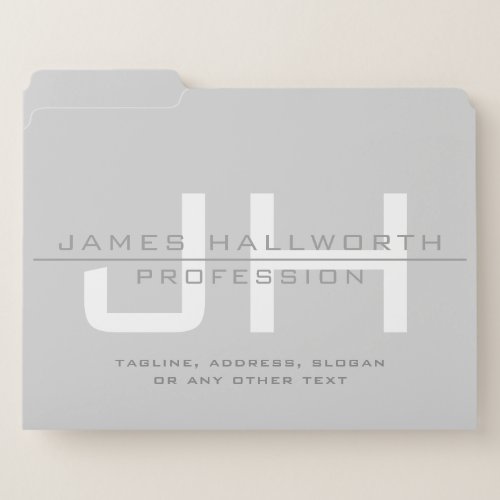 Modern Monogrammed Initials or other text Grey File Folder