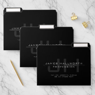 Modern Monogrammed Initials (or other text) Grey File Folder