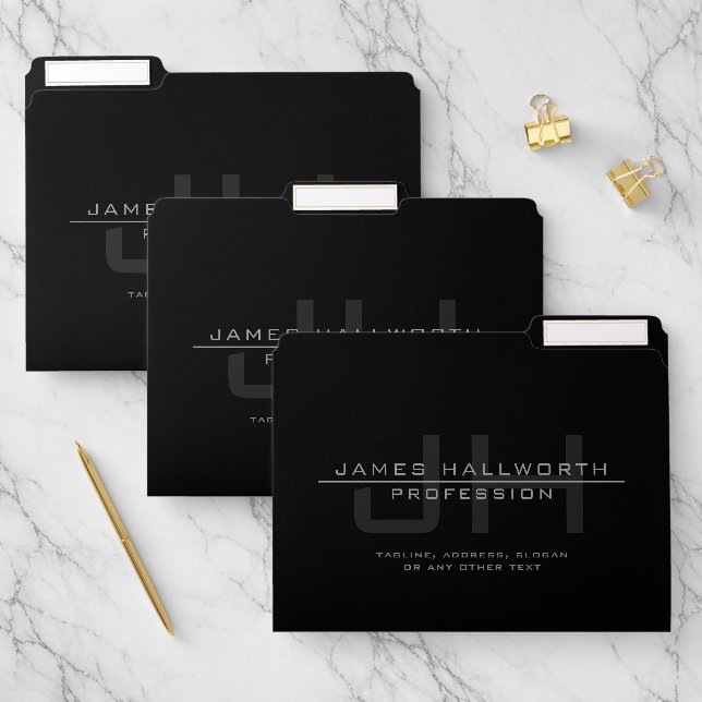 Modern Monogrammed Initials (or other text) Grey File Folder (Set)