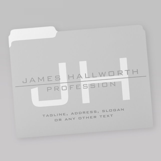 Modern Monogrammed Initials (or other text) Grey File Folder (Creator Uploaded)