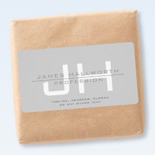 Modern Monogrammed Initials (or other text) Grey Label