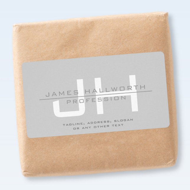 Modern Monogrammed Initials (or other text) Grey Label (Creator Uploaded)