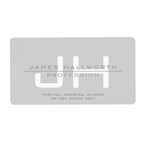 Modern Monogrammed Initials or other text Grey Label
