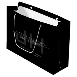 Modern Monogrammed Initials (or other text) Grey Large Gift Bag