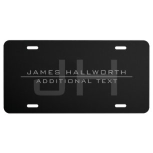 Modern Monogrammed Initials (or other text) Grey License Plate