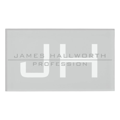 Modern Monogrammed Initials or other text Grey Name Tag