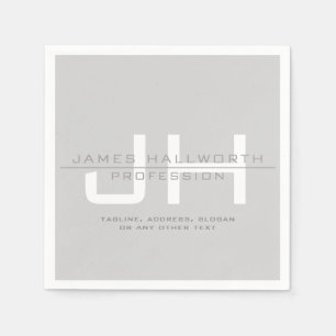 Modern Monogrammed Initials (or other text) Grey Napkins