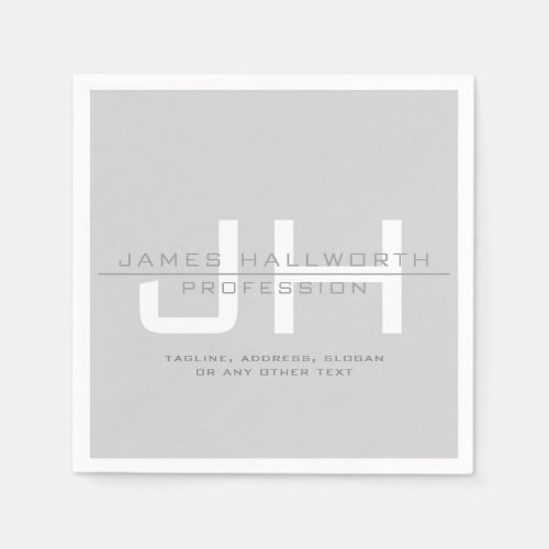 Modern Monogrammed Initials or other text Grey Napkins