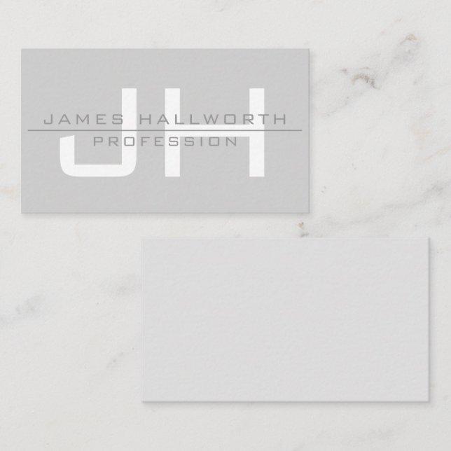 Modern Monogrammed Initials (or other text) Grey Note Card (Front/Back)